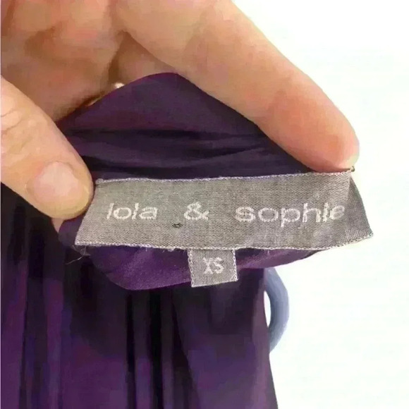 Lola & Sophie Silk Blend Mock Neck Halter Tie Purple Blouse Top Mini Dress XS - Picture 6 of 10
